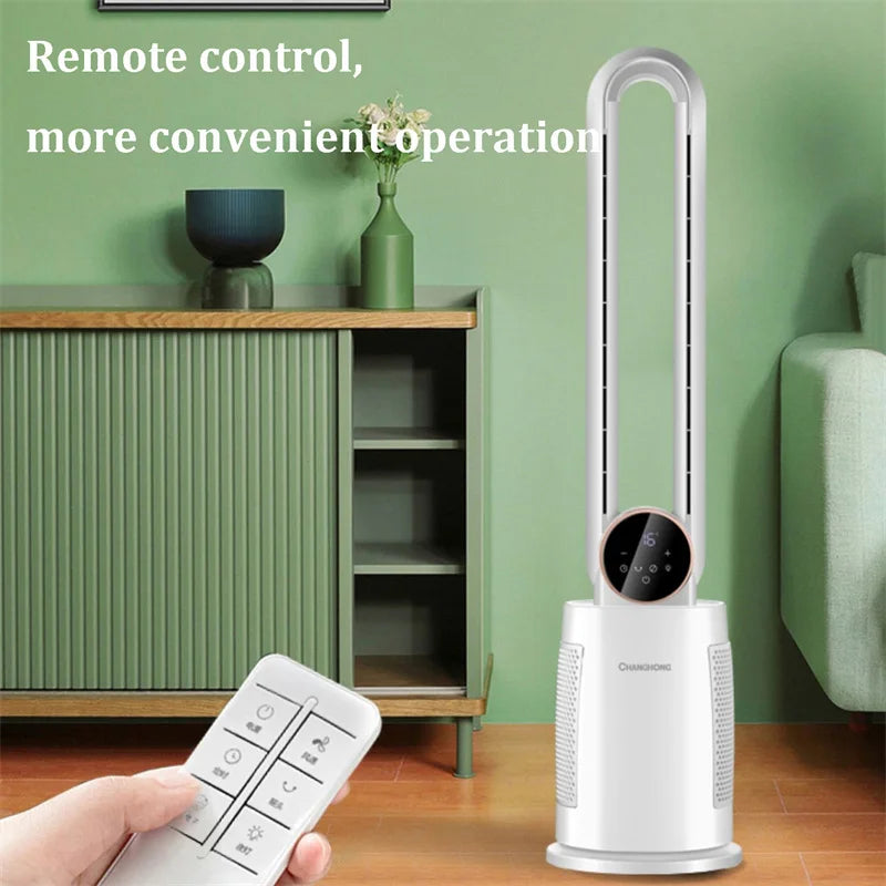 Household Bladeless Fan Wind Air Conditioner Cooling Fan Vertical Shaking Head Electric Fans Standing Fan with Remote Control