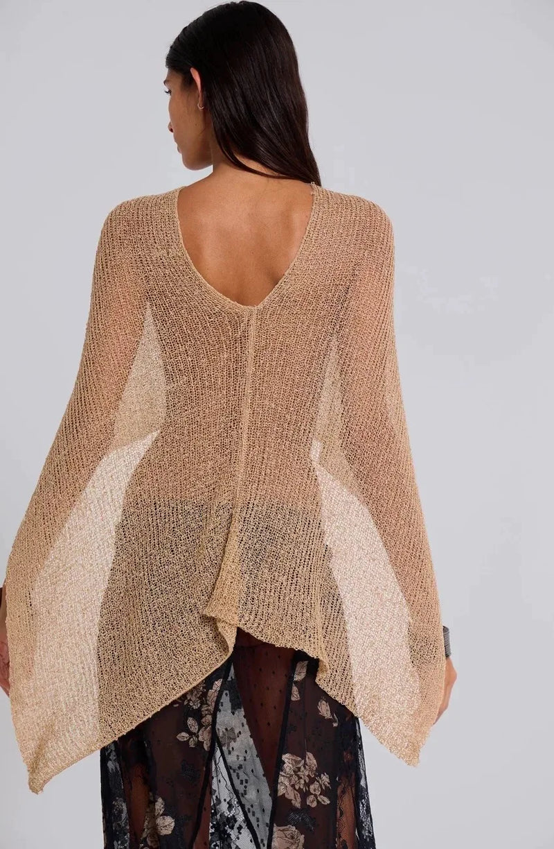 Jaded London gold knit hollowed-out one-piece top halter shawl multi-wear holiday style halter