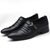 Classic Men Dress Shoes Slip on Black Leather Shoes for Men Plus Size Point Toe Business Casual Men Formal Shoes for Wedding