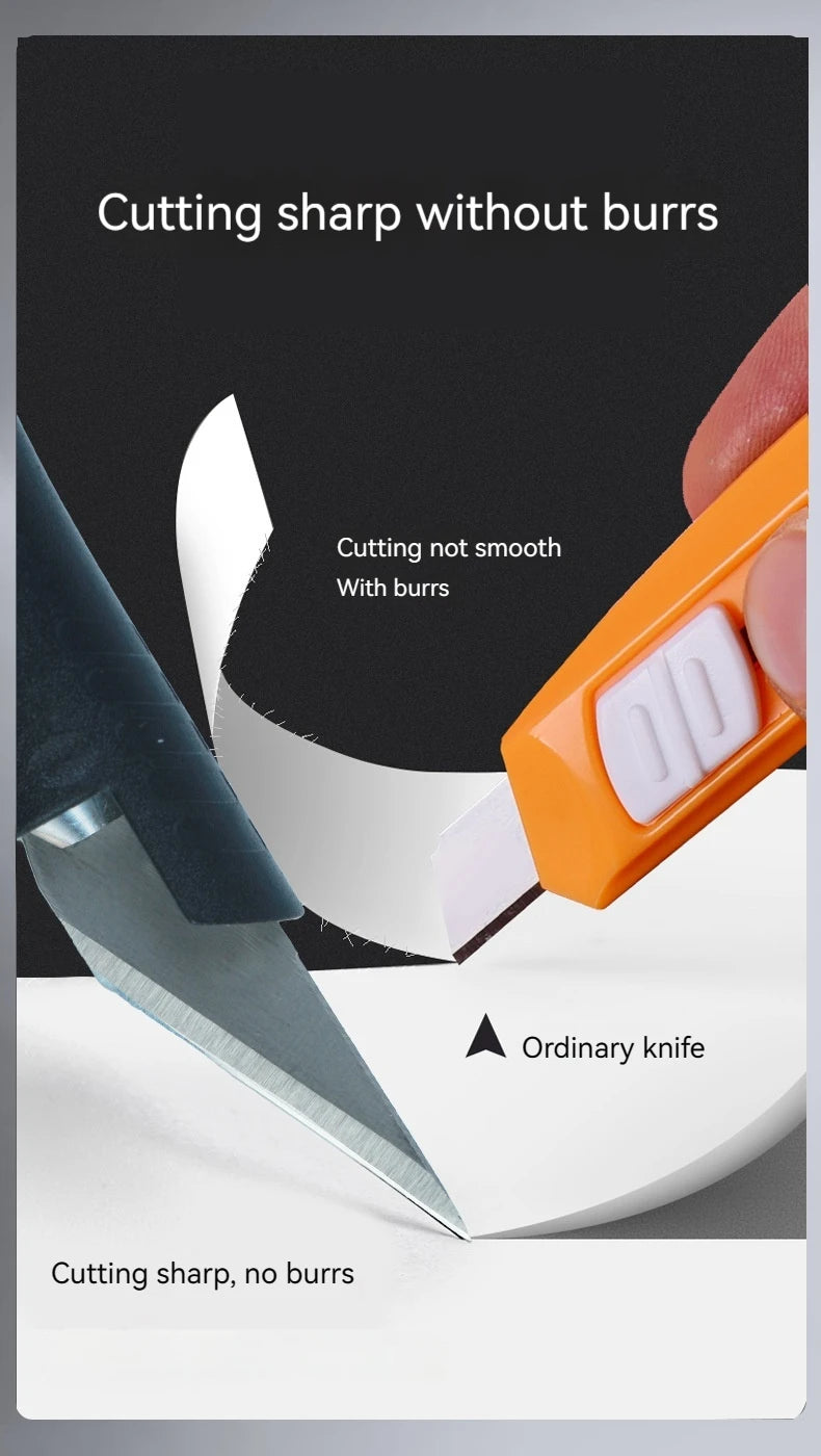 Cuchillo para trinchar con mango de aluminio en forma de bolígrafo, incluye 5 hojas con diseño de herradura que puedes reemplazar tú mismo.