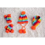 Dog Winter Wear 1 Set(hat+scarf+leg Warmers) Rainbow Stripe Knitted Dog Scarf Winter Warm Hat Footwear Sloves Pet Clothes