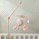 Baby Crib Mobile Rattle Toy Wooden Bed Bell Mobile Hanging Teddy Velvet Bear Doll Toy Newborn Music Box Crib Mobile Bracket Gift