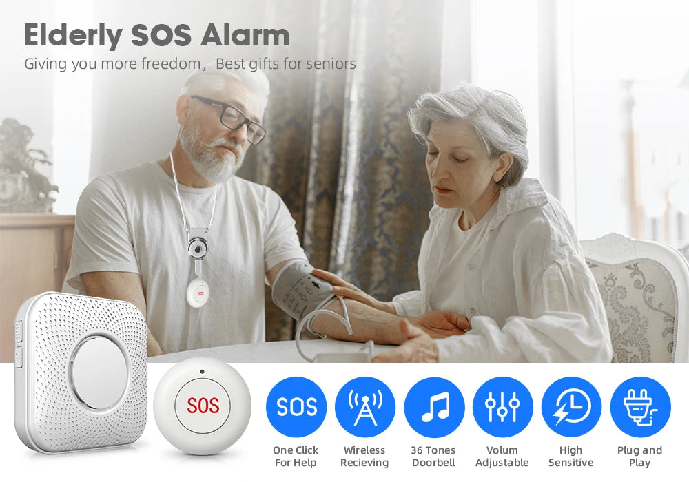 Emergency Button Wireless Remote Call SOS Button 433MHz Caregiver Pager Home Secure Alarm System For Patient Elderly