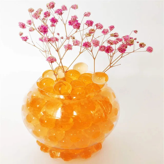 600pcs Transparent Water Beads Soil Crystal Clear Growing Gel Pearls Hydrogel Balls Mud Orbiz Jelly for Potted Plants Home Decor 