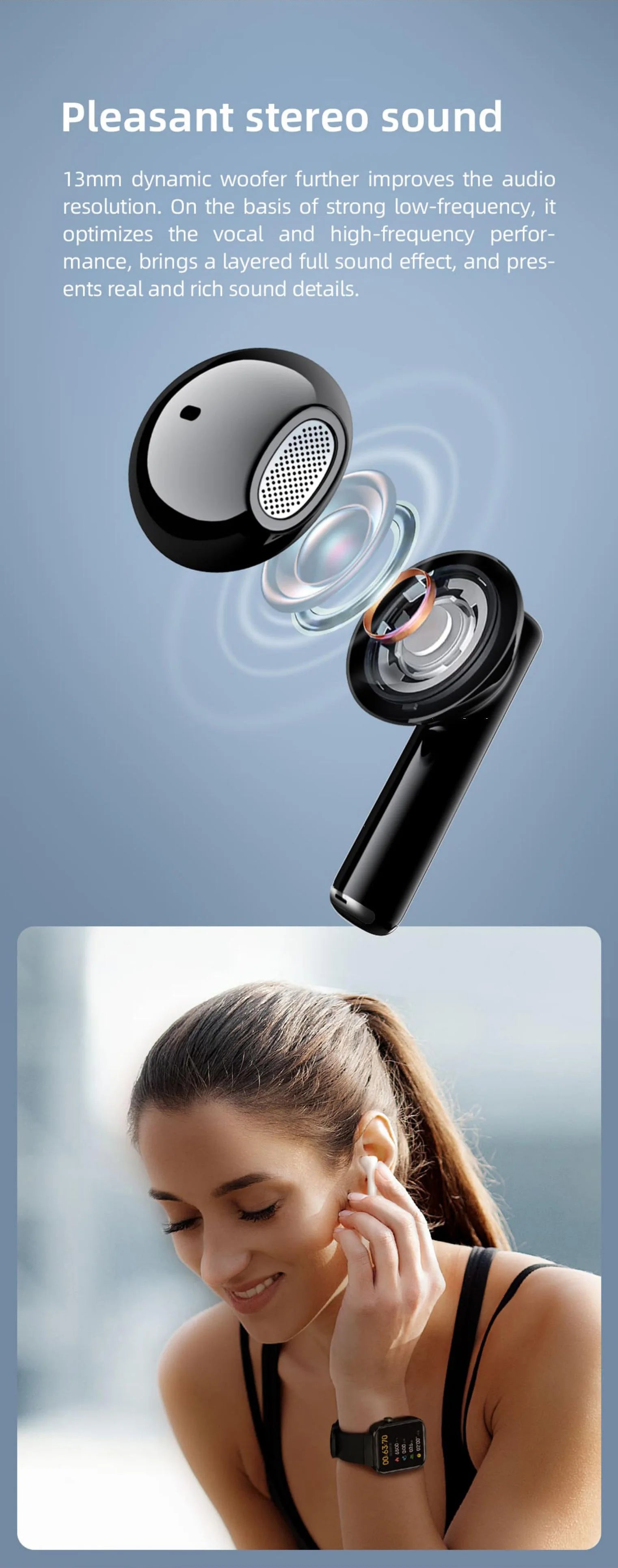 Mibro Earbuds2 TWS Bluetooth 5.3 IPX5 Waterproof ENC HD Call Headphones HiFi Touch Control Noise Reduction Wireless Earphones