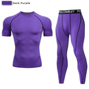 Traje deportivo de compresión para hombre, conjunto deportivo ajustado de yoga, entrenamiento en gimnasio, jogging, ropa deportiva MMA, pantalones de entrenamiento, traje deportivo (2 piezas) 
