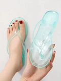 Beach Flip Flops for Women Thong Sandals Summer Jelly Shoes Girls Transparent Slides Solid Fashion PVC Flat Non-Slip Slippers