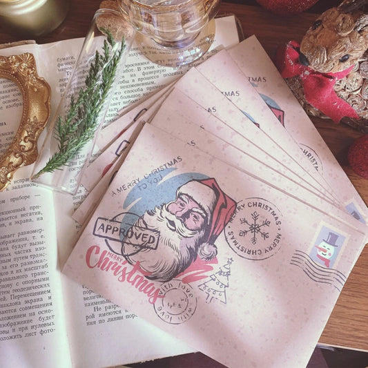 5pcs Vintage Christmas Envelope，Christmas Gift Card Envelope For Blessing Message Cards, Gratitude Cards, Handwritten Letters