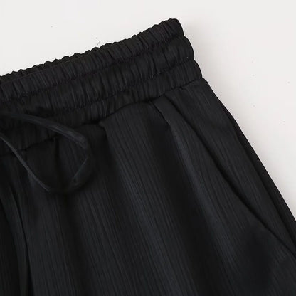 Conjunto de chaqueta y pantalón de traje cruzado con efecto arrugado para mujer, primavera y verano 2024, estilo europeo y americano