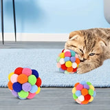 1/3PCS Cat Toys, Cat Plush Ball Toy, Pet Elastic Bell Ball, Self-Play Colorful Woolen Ball for Cats