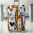 Love giraffe graffiti white pattern luggage protection cover, suitable for 18-32 inch luggage covers, luggage handle gloves, tra
