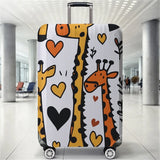 Love giraffe graffiti white pattern luggage protection cover, suitable for 18-32 inch luggage covers, luggage handle gloves, tra