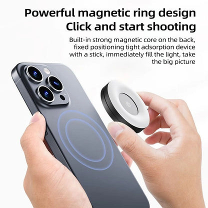 Anillo de luz magnético para selfies, luz de relleno magnética para smartphone, mini luz de bolsillo para selfies para iPhone, XIAOMI, HUAWEI y SAMSUNG (2500K-9000K)
