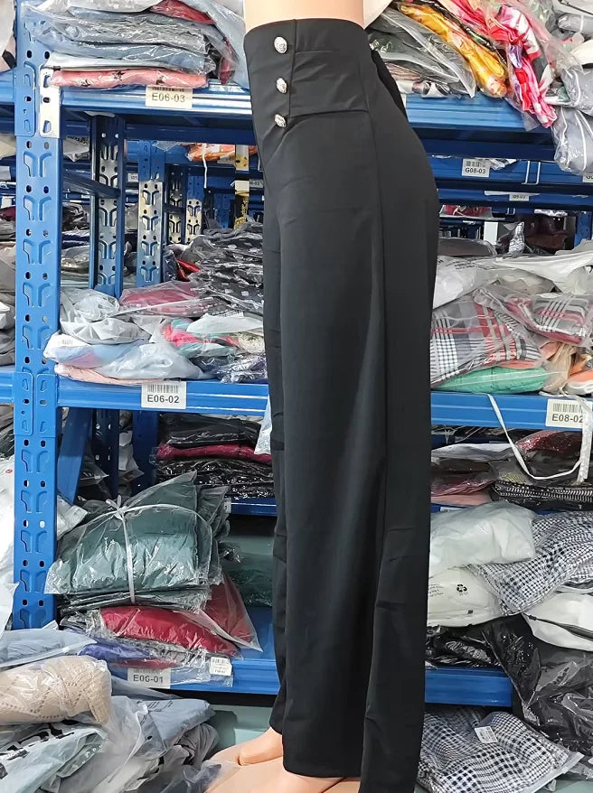 Elegant High Waist Wide Leg Bootcut Pants 2023 Summer European & American Fashion Simple Women's Flared Trousers