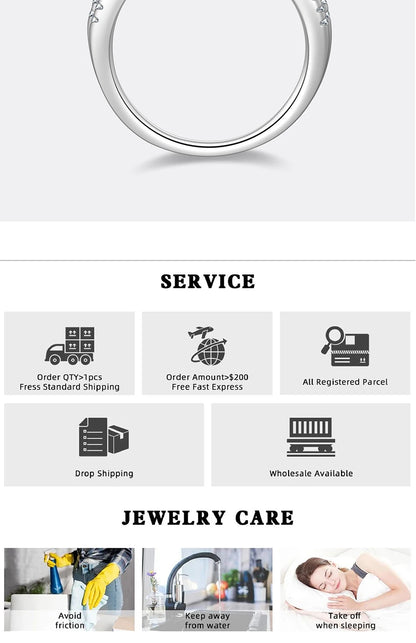 PERFANY 2/3CT Moissanite Ring for Women S925 Pure Silver Plated 18K White Gold Diamond Wedding Ring Luxurious Wedding Jewelry