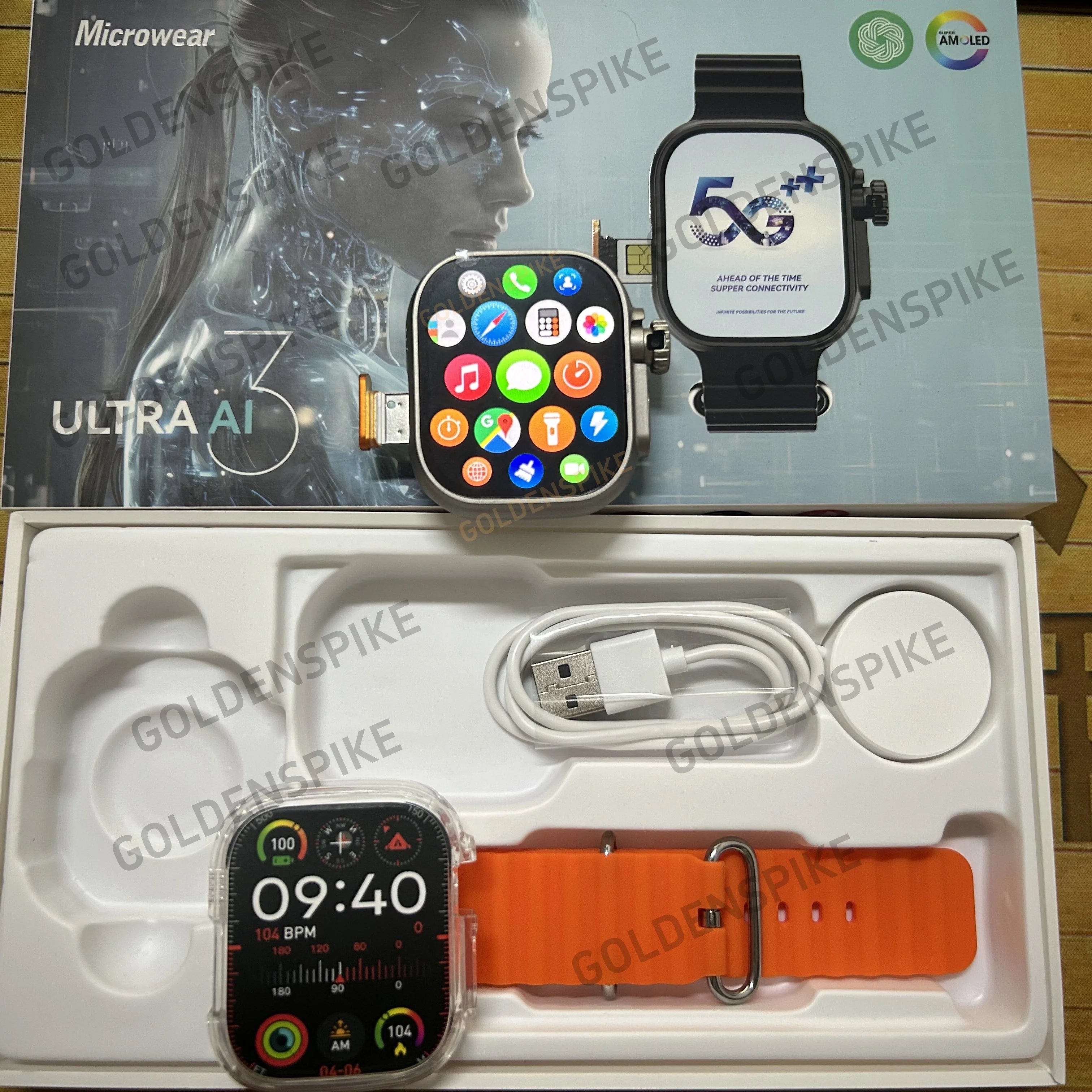 Microwear Ultra Ai3 Smartwatch 5G 180° Rotating Camera Google Play GPS WIFI 2.2inch Amoled HD Display 4G Calling Smart Watch Men