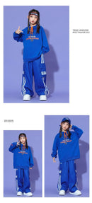 Boys Hip Hop Pullover Street Dance Cargo Pants Girls High Collar Sweatshirt Outfits Kids Jazz Sport Clothes Set Child Streetwear