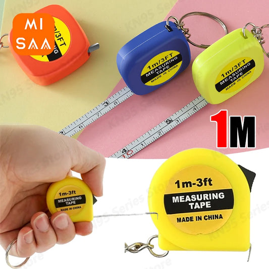 Mini Power Tape Measure Keychain Universal Pull Ruler Metric Tape Measure Retractable 1m Measuring Tape Meter Inch Tailor Tools