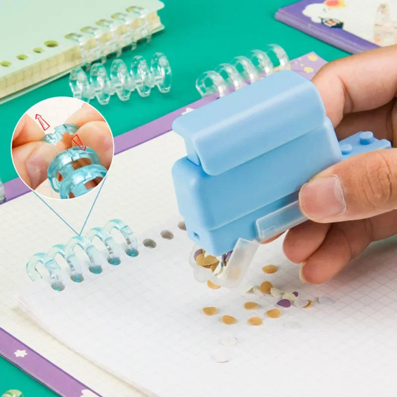 Fromthenon 5 Holes Puncher Loose Leaf Notebook Paper Mini Puncher Loose-leaf Binding Student Office Stationery Supplies