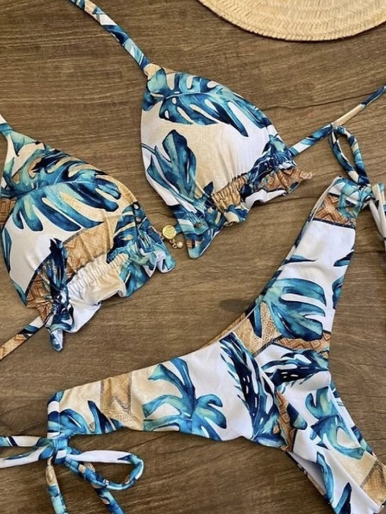 Conjunto de bikini sexy 2021 de 2 piezas con estampado de calor, traje de baño deportivo para mujer, ropa de playa, traje de baño push-up acolchado, mono de baño exquisito