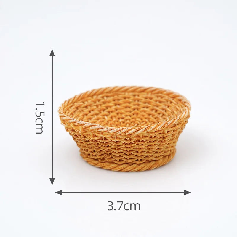 1pc Mini Simulated Rattan Basket Model DIY Creative Dollhouse Dessert Shop Food Vegetable Ornaments Craft Kitchen Decoration