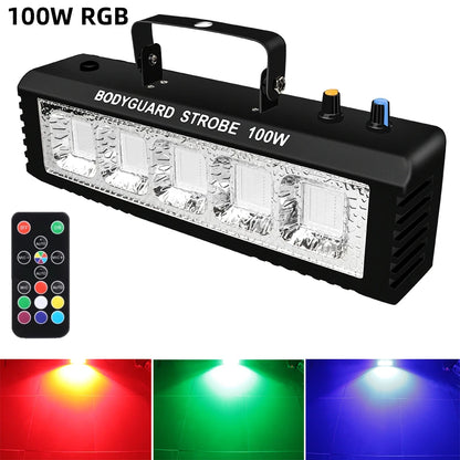 Luces estroboscópicas ALIEN RGB blancas para DJ, discoteca, 40 W, 60 W, 80 W y 100 W, con control remoto, sonido flash, para fiestas, bodas, vacaciones, escenarios.