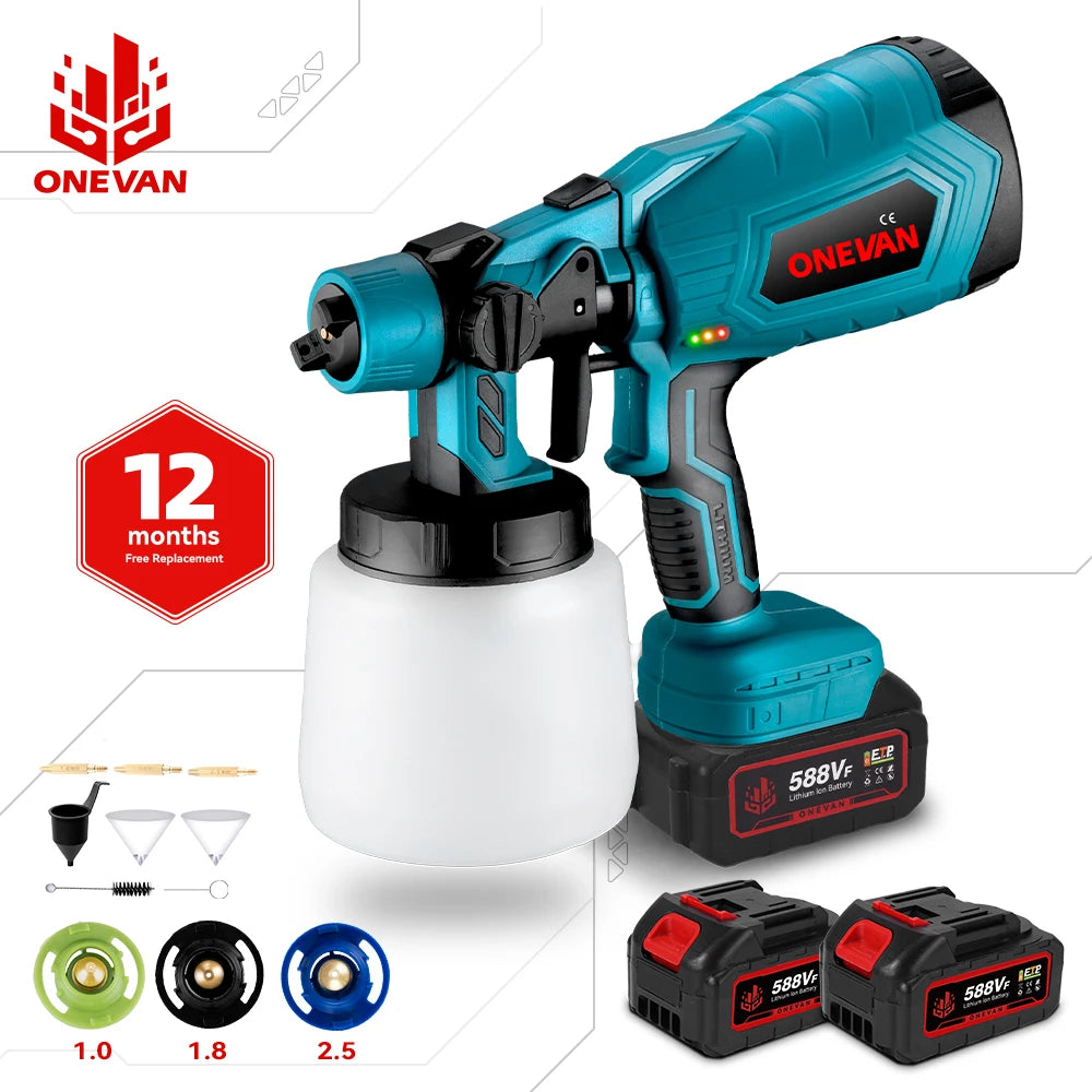 1000ML Electric Spray Gun Cordless Paint Sprayer Auto Furniture Household Sprayer Flow Control Power Tool For 21V 18V Battery