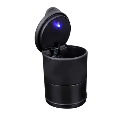 Cenicero portátil LED para coche, con apertura automática de un solo toque, luz azul, ignífugo, para fumar cigarros, accesorios para coche 
