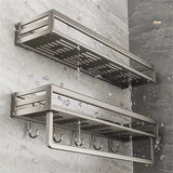 YMOLGA 1/2pcs Aluminum Wall-Mounted Spice Rack Multifunctional Item Shelf Kitchen Tools Hooks Kitchen Condiment Storage Rack