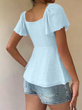2026 Women Y2k Summer Tops V-Neck Drawstring Sexy Lace Up Short Sleeve Solid Color Shirts Female Elegant Casual Fashion Blouses