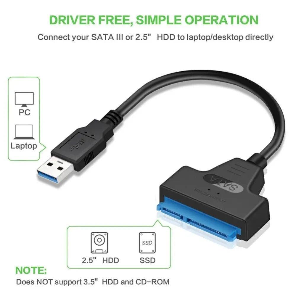 2.5 Inch Hard Disk Adapter Cable USB Easy Drive Cable Hard Drive Easy Drive Line SATA 22 Pin String Oral Line