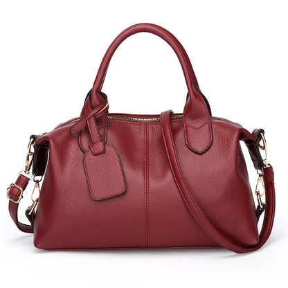 Genuine Brand Soft Leather Shoulder Bag For Women Casual Tote Bag Female Solid Color Purse Simple Design Handbag Commuting Sac