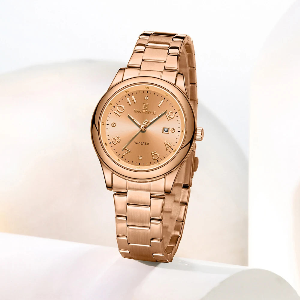 NAVIFORCE Luxury Watch for Women Waterproof Luminous Date Stainless Steel Ladies Quartz Watches Fashion Casual Wristwatch Girl
