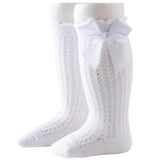 Summer Ultra-thin Mesh Socks Baby Girl Mosquito-resistant Knee Sock Cute Newborn Pink Bow Hollow Cotton Newborn Baby Clothes 