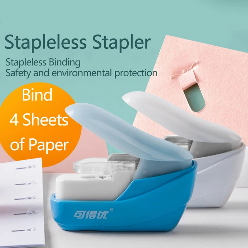 Mini grapadora portátil sin grapas para libros, papel y útiles escolares y de oficina