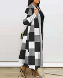 Casual New Fashion 2023 Geometric Print Long Sleeve Open Front Longline Coat Female Clothing Outfits for Women