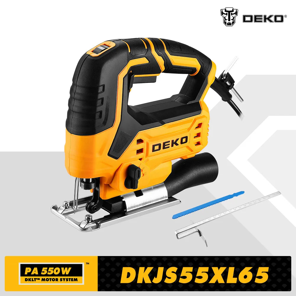 DEKO 220V DKJS55XL65 550W JIG SAW Woodworking Electric Tools Electric Saw With Guide Ruler Saw Blade Allen Wrench