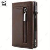Magnetic Credit Card Holder Luxury Men's Wallet RFID Blocking Pop Up Minimalist Wallet Leather Bank Card Holder Case Vallet for Men