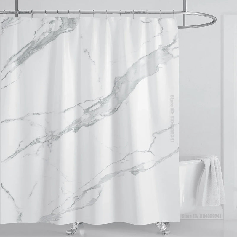 Cortina de ducha impermeable de mármol, cortina de ducha impermeable para decoración de baño, cortina de ducha impresa, lavable, con ganchos