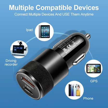 Mini USB C Car Charger 30W PD Phone Power Adapter For Iphone Xiaomi Samsung Fast Charging Cigarette Lighter Socket USB Charger