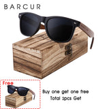 BARCUR Black Walnut Wood Sunglasses for Man Polarized High Quality Sqare Sun Glasses Men UV400 Eyewear Accessory Original Box