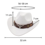 Classic Cattleman Cowboy Hat Retro Bull Head Studded Leather Band Felt Hat Unisex Western Party Cosplay Hat Wide Brim Fedora