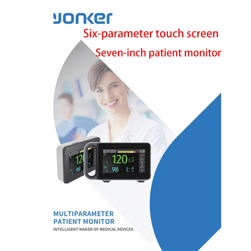 7 inch Touch screen Newborn adult /VET Use portable 6-parameter  ECG/NIBP/PR/SPO2/RESP/TEMP patient monitor vital sign monitor