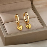 Heart Stainless Steel Earrings for Women Zircon Gold Color Hoop Earring Aesthetic Waterproof Ear Piercing Jewelry Accessories