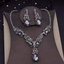 Gorgeous Crystal Jewelry Sets for Women Luxury Choker Necklace Earrings Set Wedding Dress Bridal Costume Necklace Accessories
