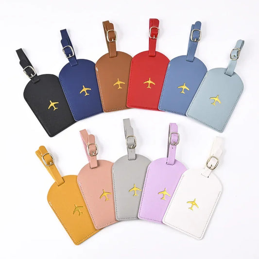 1pc Thicken PU Hot Stamping Aircraft Boarding Pass Luggage Tag  Suitcase Name Label Travel Tags Luggage Tags Travel Accessories