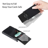 Automatic Flip Card Side Push Card Holder Sleeve Large Capacity 12 Cards Slot Metal Cards Box Men Credit Card Anti-theft Wallets