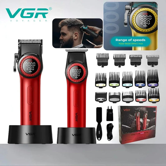 VGR 001 977 new hair trimming set high-end men's hair clipper intelligent digital display electric pusher carving and whitening