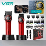 VGR 001 977 new hair trimming set high-end men's hair clipper intelligent digital display electric carving and whitening trimmer