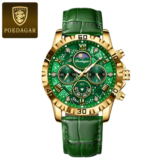 POEDAGAR Luxury Men's Watch Waterproof Luminous Chronograph Watch For Men Military High Quality Leather Quartz Men's Watches Reloj